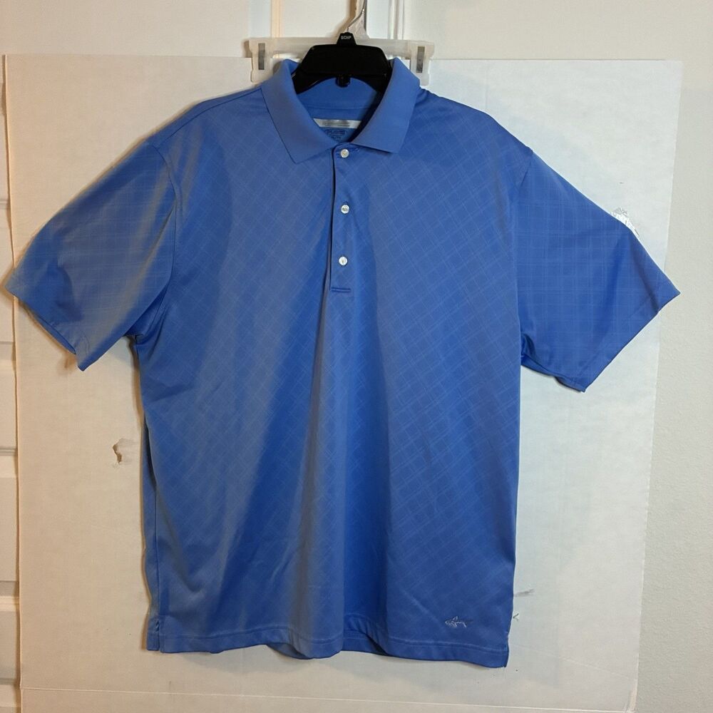 Greg Norman Five Iron Play Dry Golf Polo Shirt Mens Size XL Blue Short Sleeve